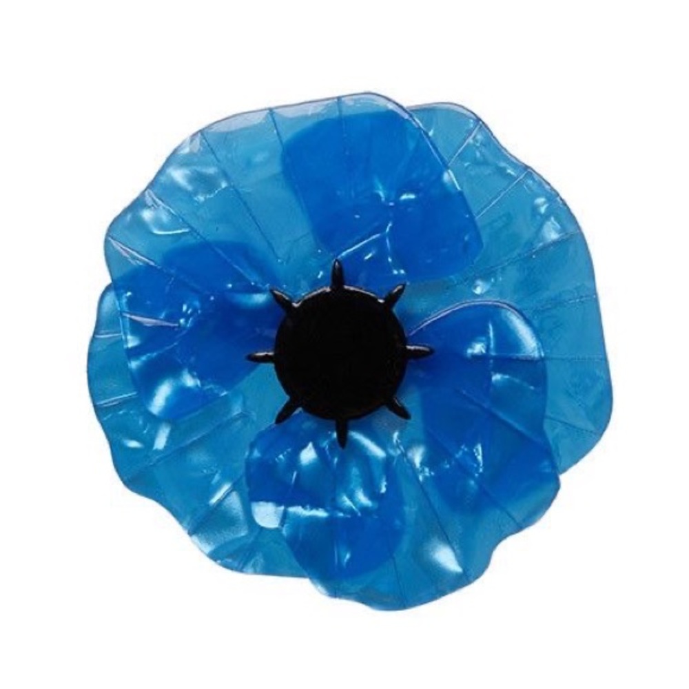 Erstwilder Poppy Fields Brooch Rare Blue Flower